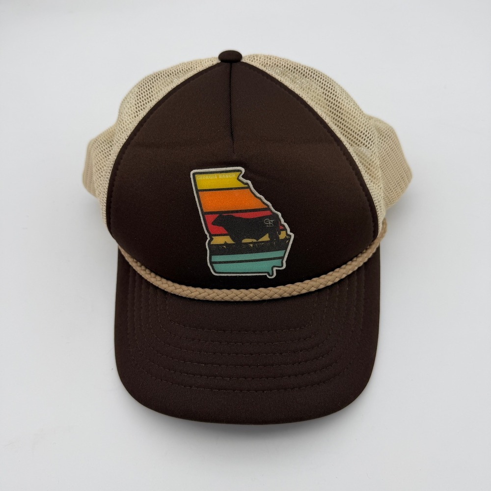 Richardson 213 Georgia Ranch Trucker Hat Brown Tan Rope Snapback Mesh Cap